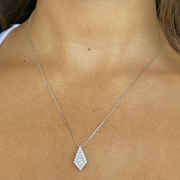 14k White Gold Diamond Kite Shaped Pendant Necklace