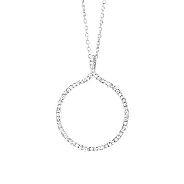 14k White Gold Diamond Circle Pendant, .20ctw