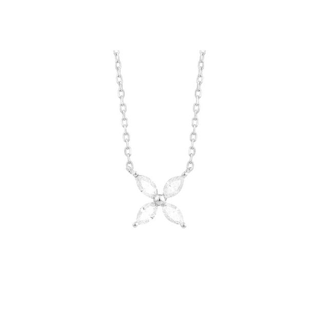 14k White Gold Diamond Flower Pendant, 0.18ctw