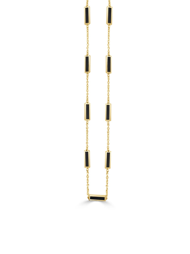 14k Yellow Gold Black Onyx 10-Station Necklace