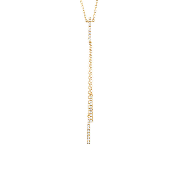 14k Yellow Gold Diamond Dangling Necklace, 0.10ctw