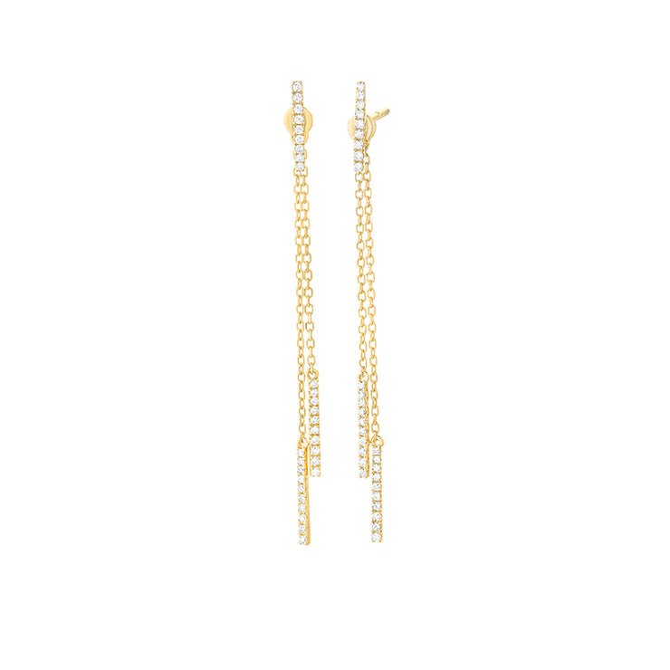 14K Yellow Gold Diamond Dangle Bar Earrings, 0.18ctw