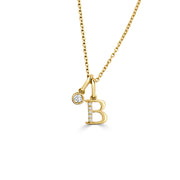 14K Yellow Gold Diamond Initial Pendant & Diamond Charm Necklace