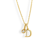 14K Yellow Gold Diamond Initial Pendant & Diamond Charm Necklace