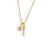 14K Yellow Gold Diamond Initial Pendant & Diamond Charm Necklace