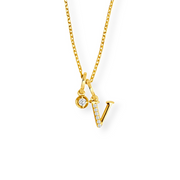 14K Yellow Gold Diamond Initial Pendant & Diamond Charm Necklace