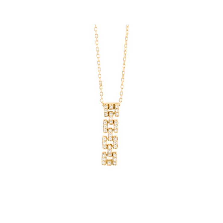 14k Yellow Gold Diamond Link Pendant, 0.11ctw