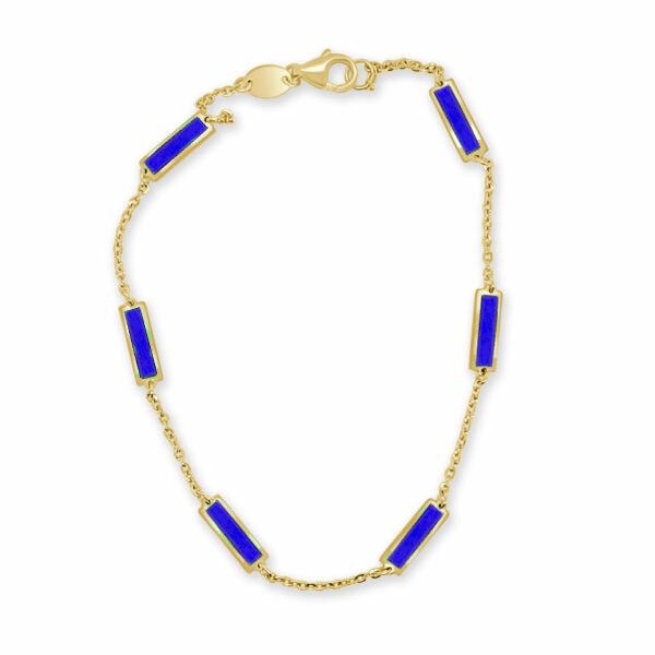 14k Yellow Gold Lapis 6-Station Bracelet