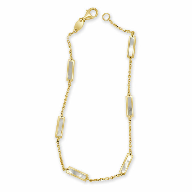 14k Yellow Gold Mother of Pearl 6-Station Bracelet