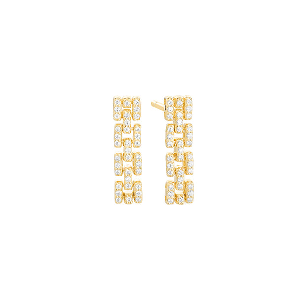 14K Yellow Gold Diamond Link Dangle Earrings, 0.23ctw