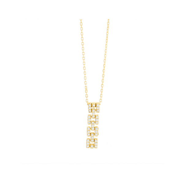 14k Yellow Gold Diamond Link Pendant, 0.11ctw