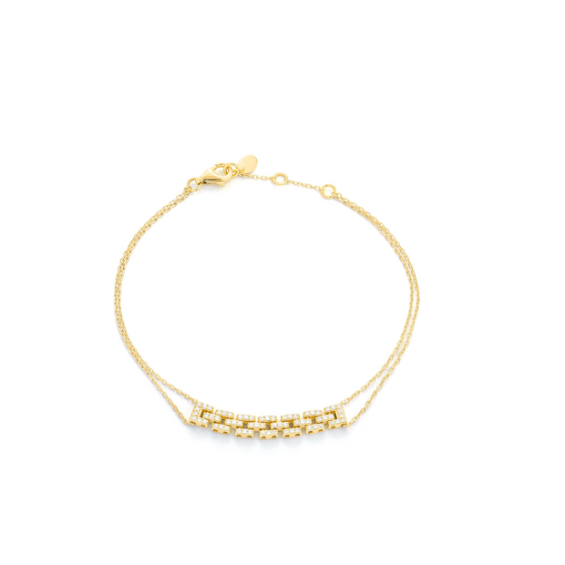 14k Yellow Gold Diamond Link Chain Bracelet, 0.20ctw