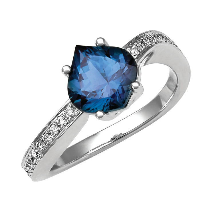 14K White Gold Chatham Lab Grown Alexandrite & Diamond Ring