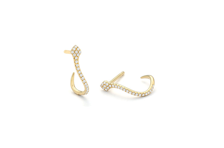 14K Yellow Gold Diamond Snake Earrings, 0.15ctw