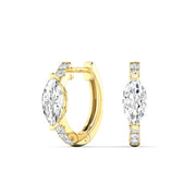 14K Yellow Gold Lab Grown Huggie Marquise Diamond Earrings