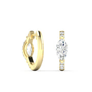 14K Yellow Gold Lab Grown Huggie Marquise Diamond Earrings