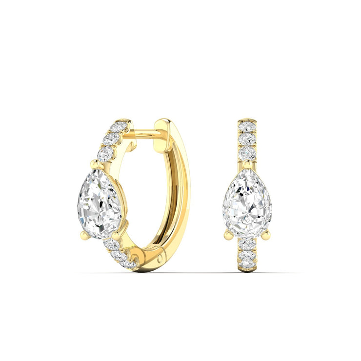 14K Yellow Gold Lab Grown Diamond Huggie Pear Earrings