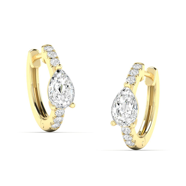 14K Yellow Gold Lab Grown Diamond Huggie Pear Earrings