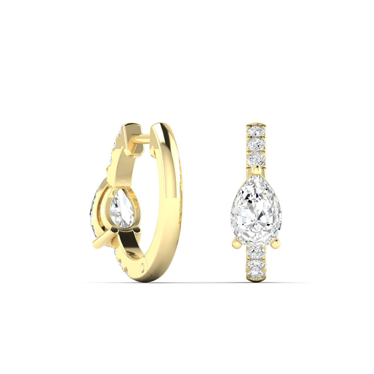 14K Yellow Gold Lab Grown Diamond Huggie Pear Earrings