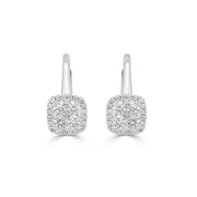 14K White Gold Diamond Huggie Earrings