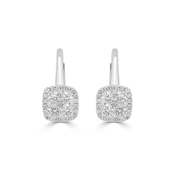 14K White Gold Diamond Huggie Earrings