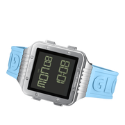 Glock Men's Stainless Steel Quartz Digital Watch-Silver & Light Blue GW-23-3-22