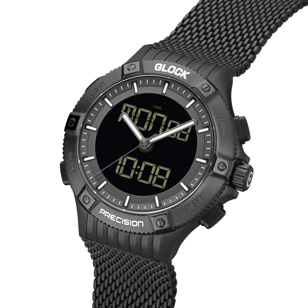 Glock Men's Stainless Steel Quartz Digital Analog Watch Gunmetal GW-24-1-24