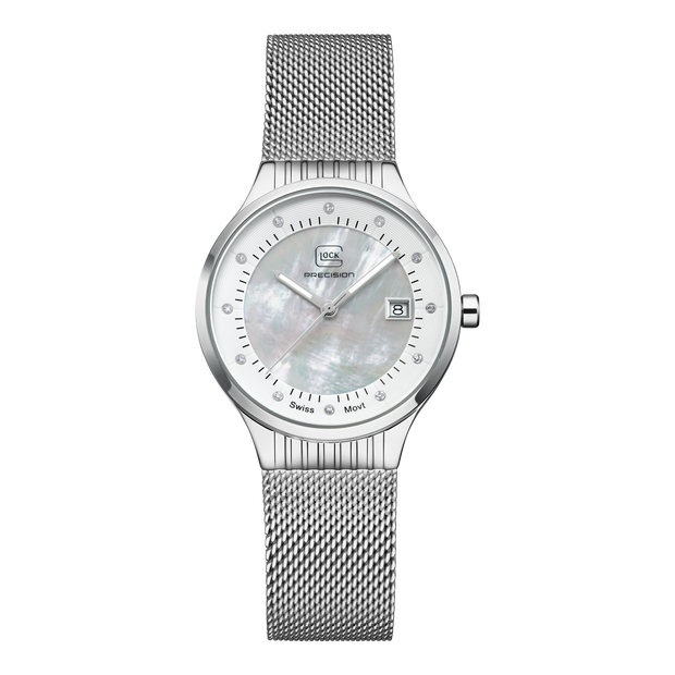 Glock Women's Stainless Steel Diamond Quartz Watch Silver/Mother of Pearl GW-28-1-18