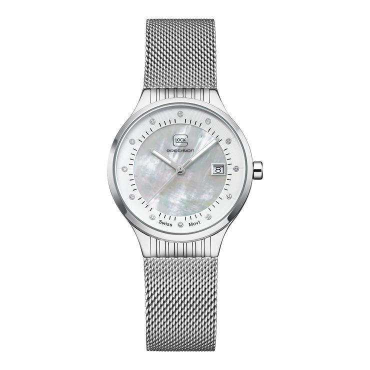 Glock Women's Stainless Steel Diamond Quartz Watch Silver/Mother of Pearl GW-28-1-18