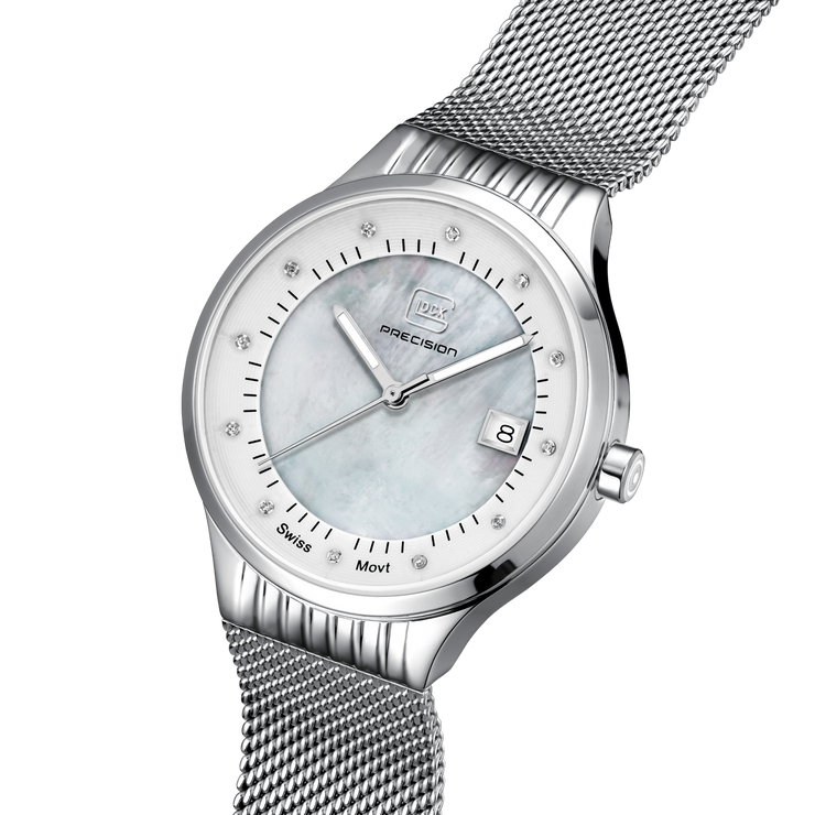 Glock Women's Stainless Steel Diamond Quartz Watch Silver/Mother of Pearl GW-28-1-18