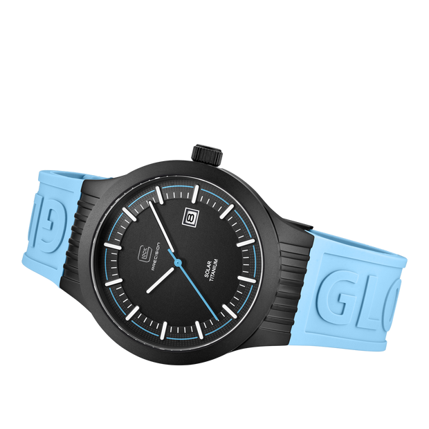 Glock Men's Titanium Solar Watch Black/Light Blue GW-6-1-22