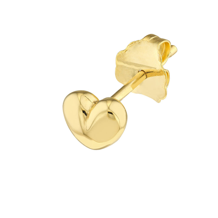 14K Yellow Gold Puffy Heart Stud Earrings