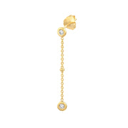 14k Yellow Gold Drop Earrings with Diamond Bezels and Beads