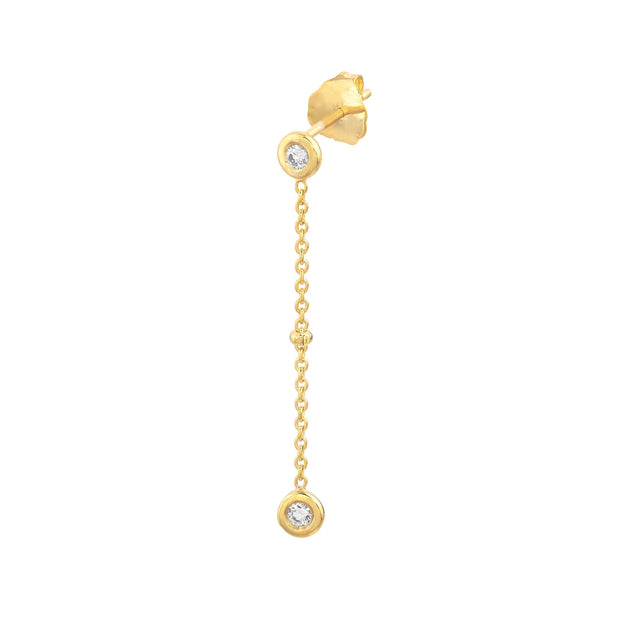 14k Yellow Gold Drop Earrings with Diamond Bezels and Beads