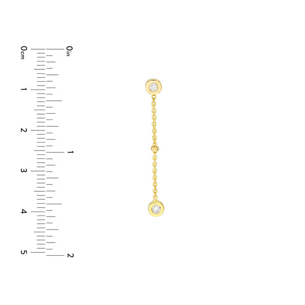 14k Yellow Gold Drop Earrings with Diamond Bezels and Beads