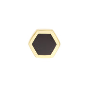 14k Yellow Gold Onyx Enamel Hexagon Stud Earrings