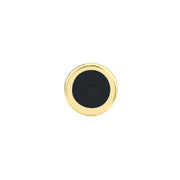 14k Yellow Gold Onyx Enamel Circle Stud Earrings