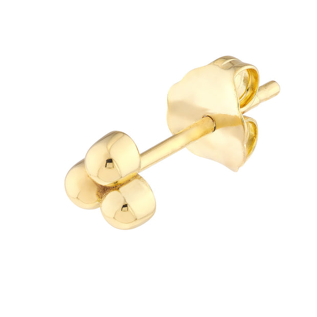 14k Yellow Gold Bead Trinity Stud Earrings