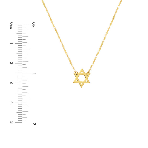 14K Yellow Gold Mini Star Of David Necklace