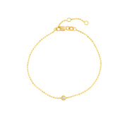 14k Gold Single Diamond on Bead Bracelet