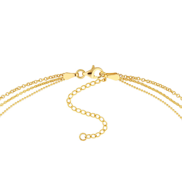 14K Yellow Gold Mixed-Link Triple Strand Necklace