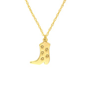 14K Yellow Gold Five Stars Cowboy Boot Necklace