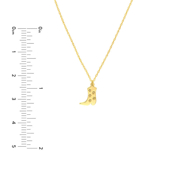 14K Yellow Gold Five Stars Cowboy Boot Necklace