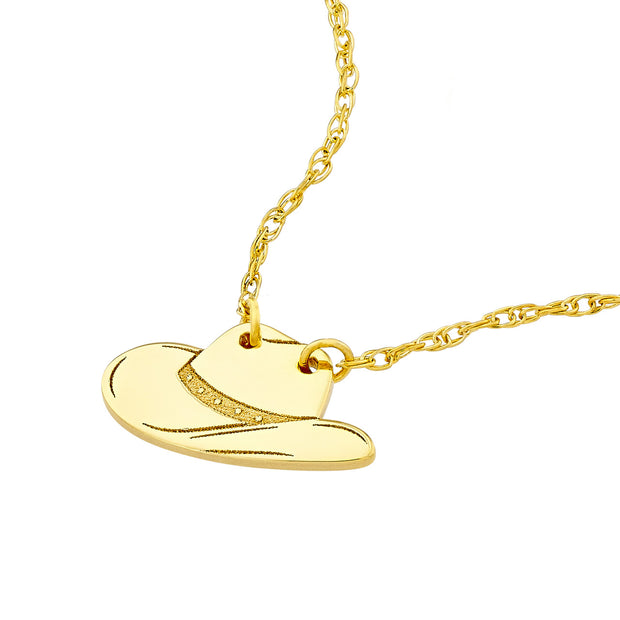 14K Yellow Gold Mini Cowboy Hat Necklace