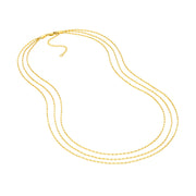 14K Yellow Gold Triple Graduated Box Link Necklace