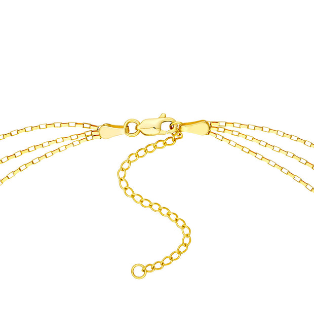 14K Yellow Gold Triple Graduated Box Link Necklace