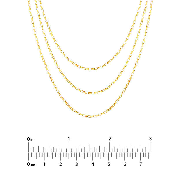 14K Yellow Gold Triple Graduated Box Link Necklace