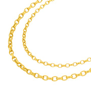 14K Yellow Gold Double Layer Light Oval Rolo Necklace