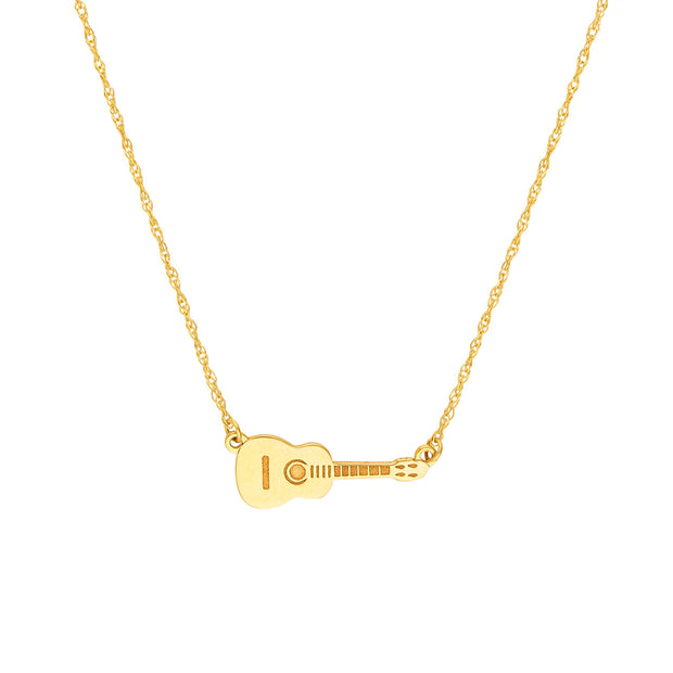 14K Yellow Gold Mini Guitar Necklace