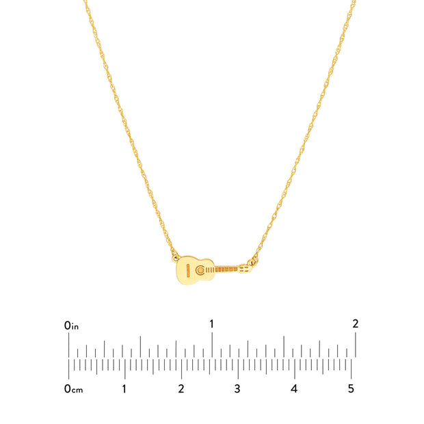 14K Yellow Gold Mini Guitar Necklace